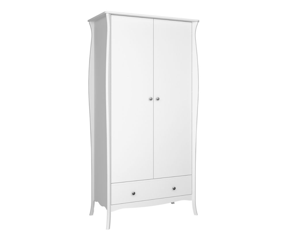 FTG Baroque White 2 Door 1 Drawer Combi Wardrobe