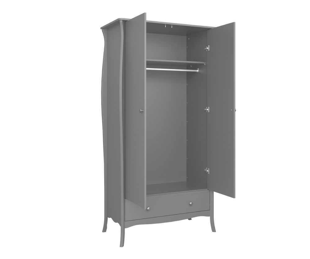 FTG Baroque Grey 2 Door 1 Drawer Combi Wardrobe