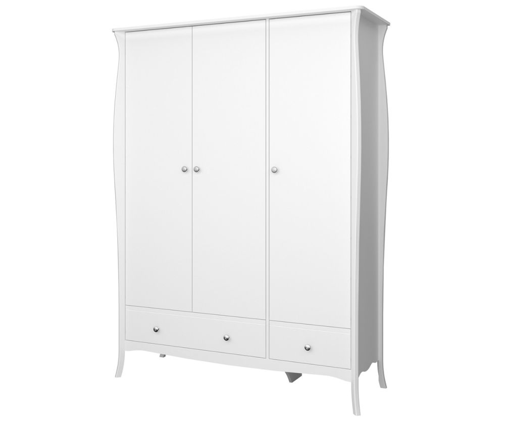 FTG Baroque White 3 Door 2 Drawer Combi Wardrobe