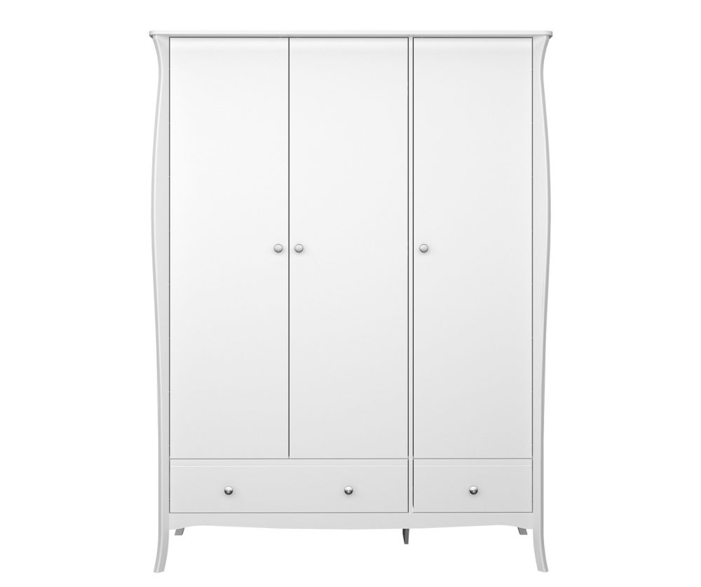 FTG Baroque White 3 Door 2 Drawer Combi Wardrobe