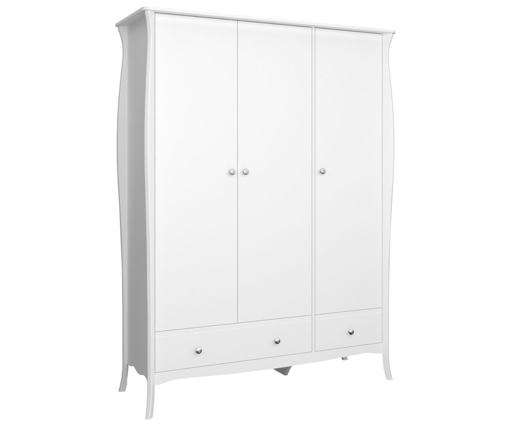 FTG Baroque White 3 Door 2 Drawer Combi Wardrobe