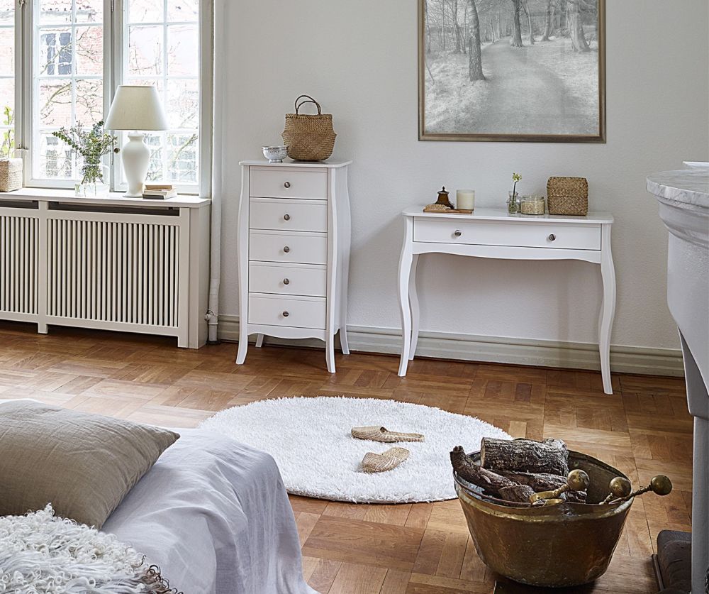 FTG Baroque White 1 Drawer Vanity 