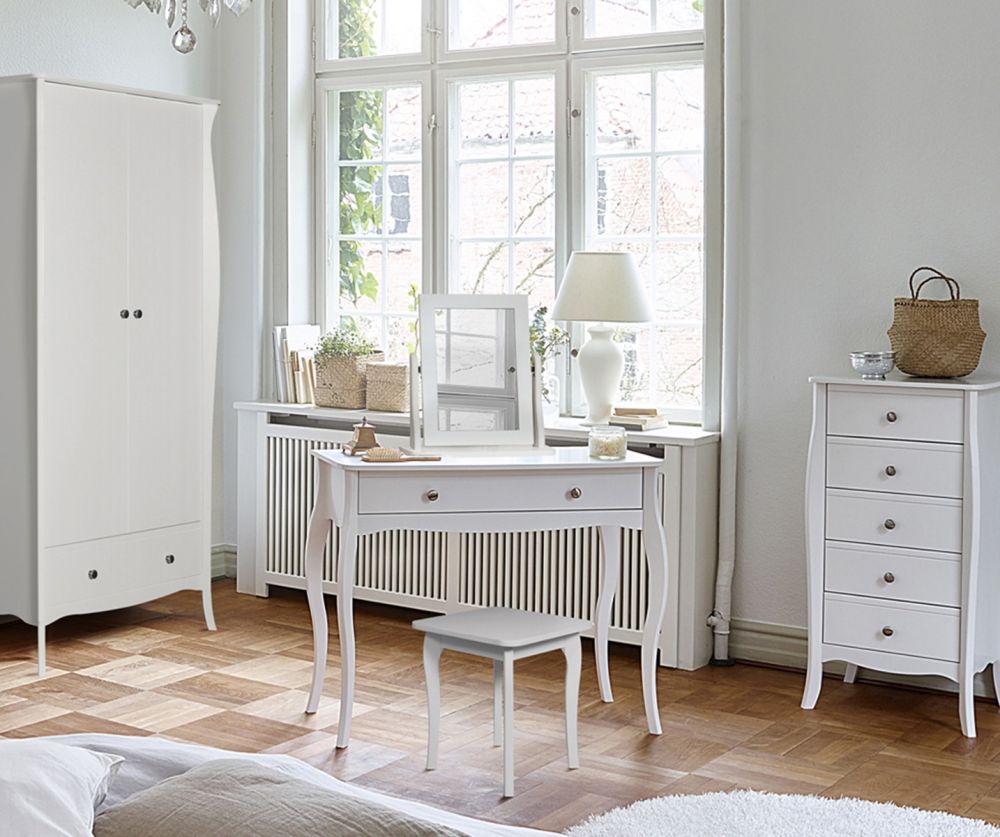FTG Baroque White Stool 