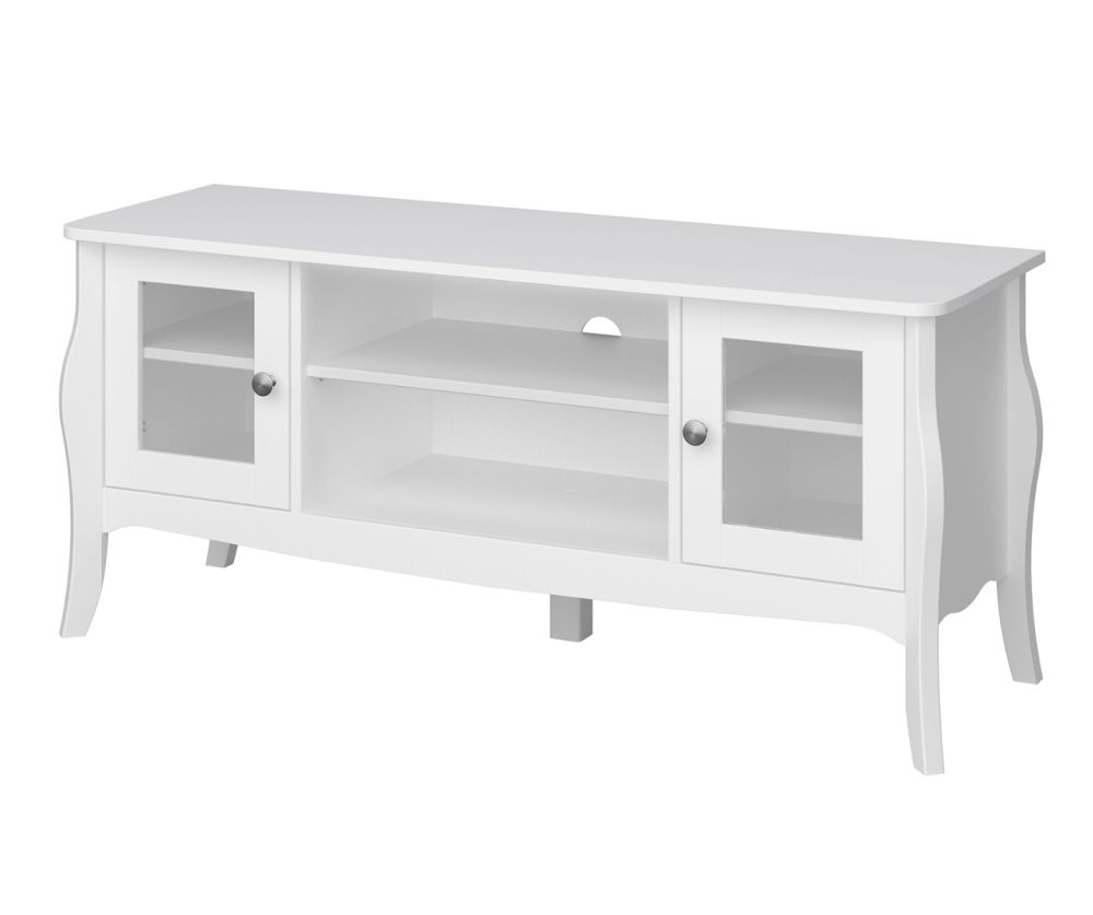 FTG Baroque White 2 Door 2 Shelves TV Table