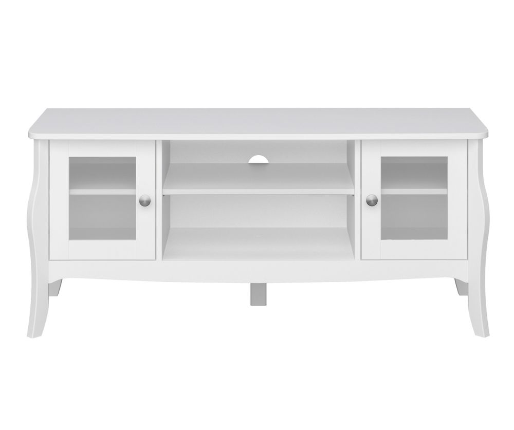 FTG Baroque White 2 Door 2 Shelves TV Table