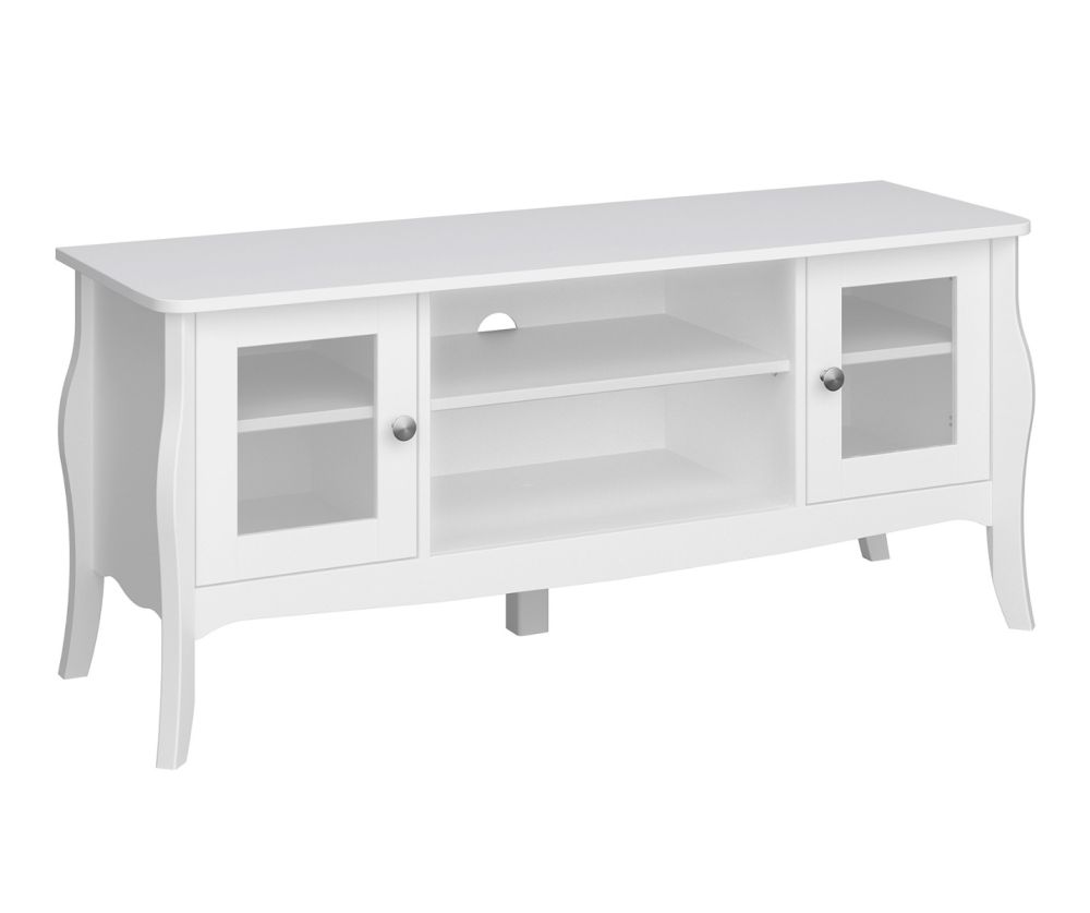FTG Baroque White 2 Door 2 Shelves TV Table