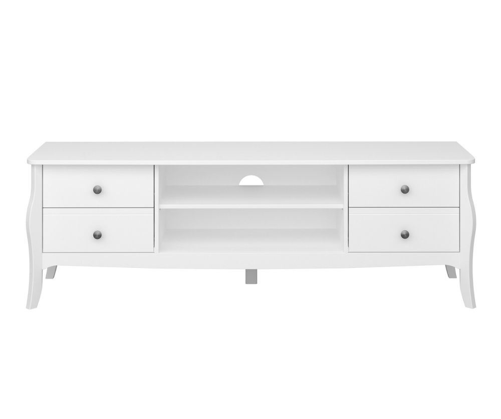 FTG Baroque White 4 Door 2 Shelves TV Table