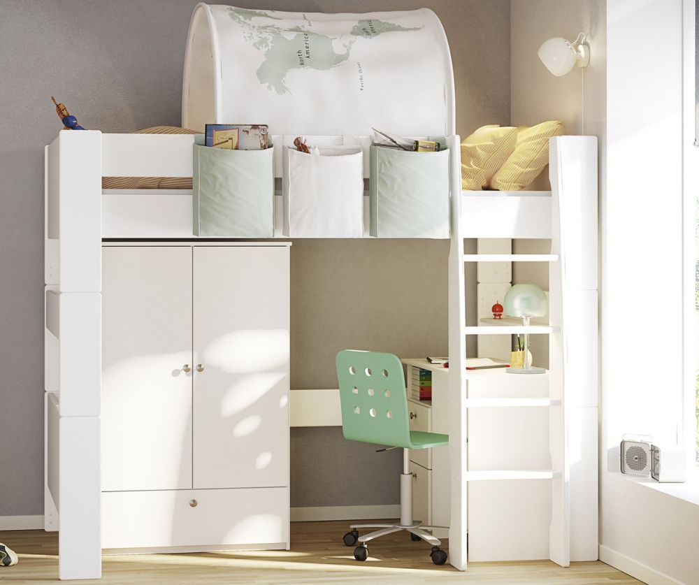 FTG Steen for Kids White 2 Door 1 Drawer Wardrobe 