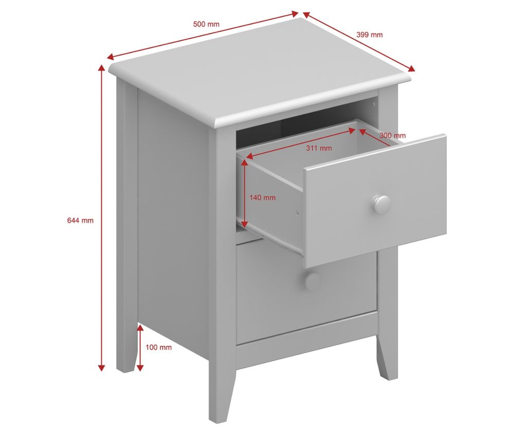 FTG Heston Pine 2 Drawer Nightstand