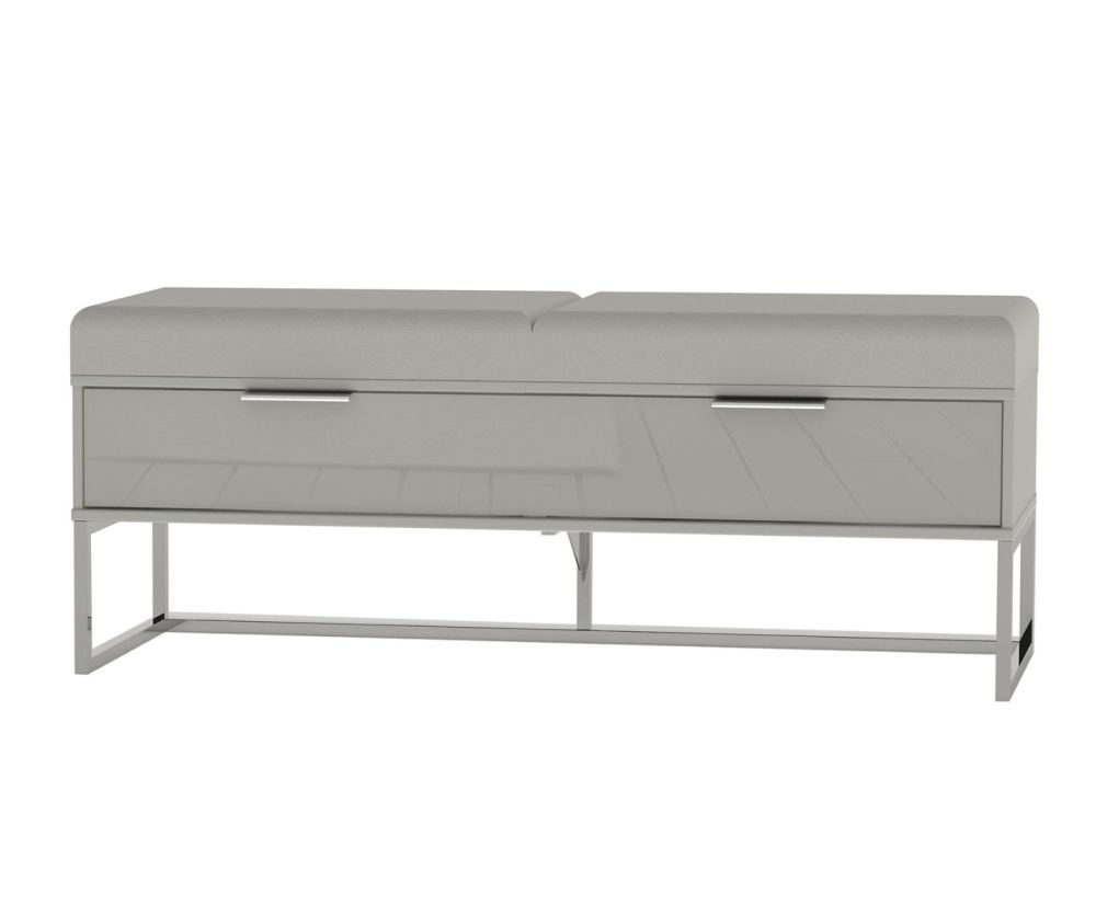 Wiemann Vip Monaco 4000 Glass Pebble Grey Dressing Bench With Faux Leather
