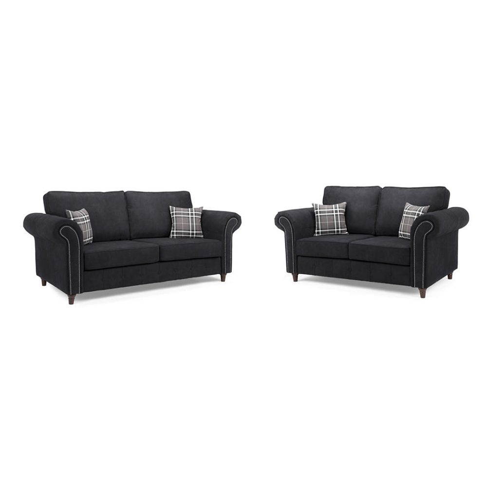 MNS Oakland Leather Suite - 3+2 Black