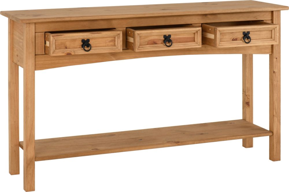 Seconique Corona Pine 3 Drawer Console Table