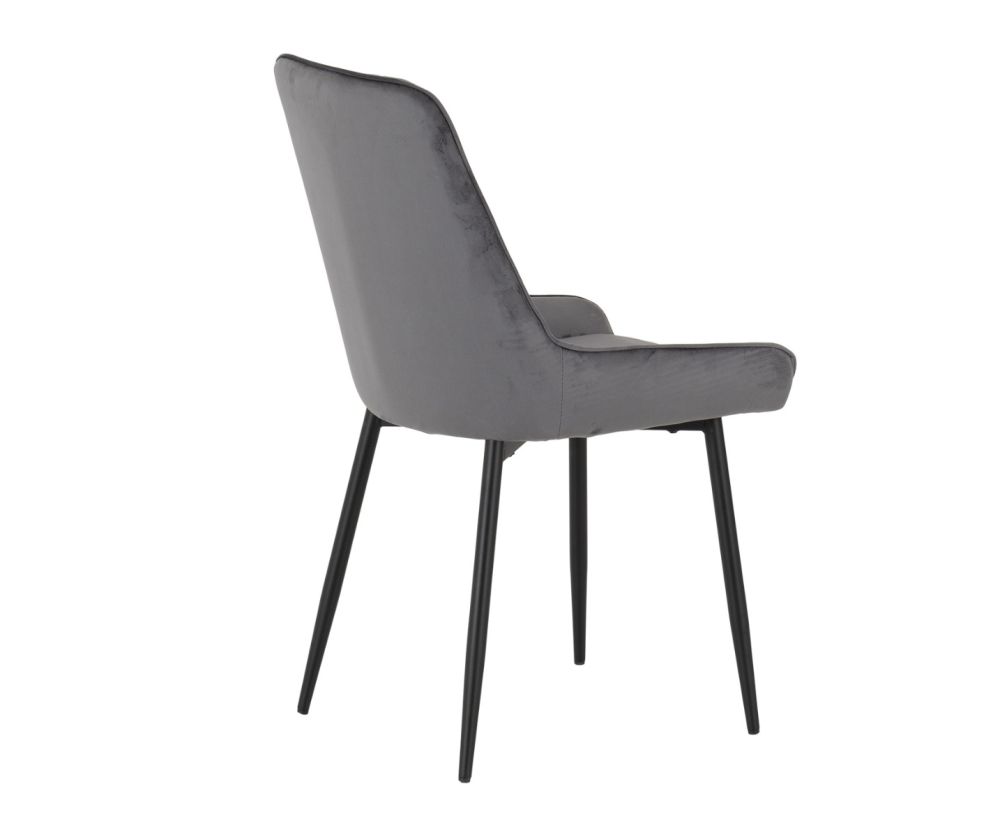 Seconique Furniture Athens Medium Oak Effect  Rectangular Dining Set with Avery Chairs – Black & Grey Velvet