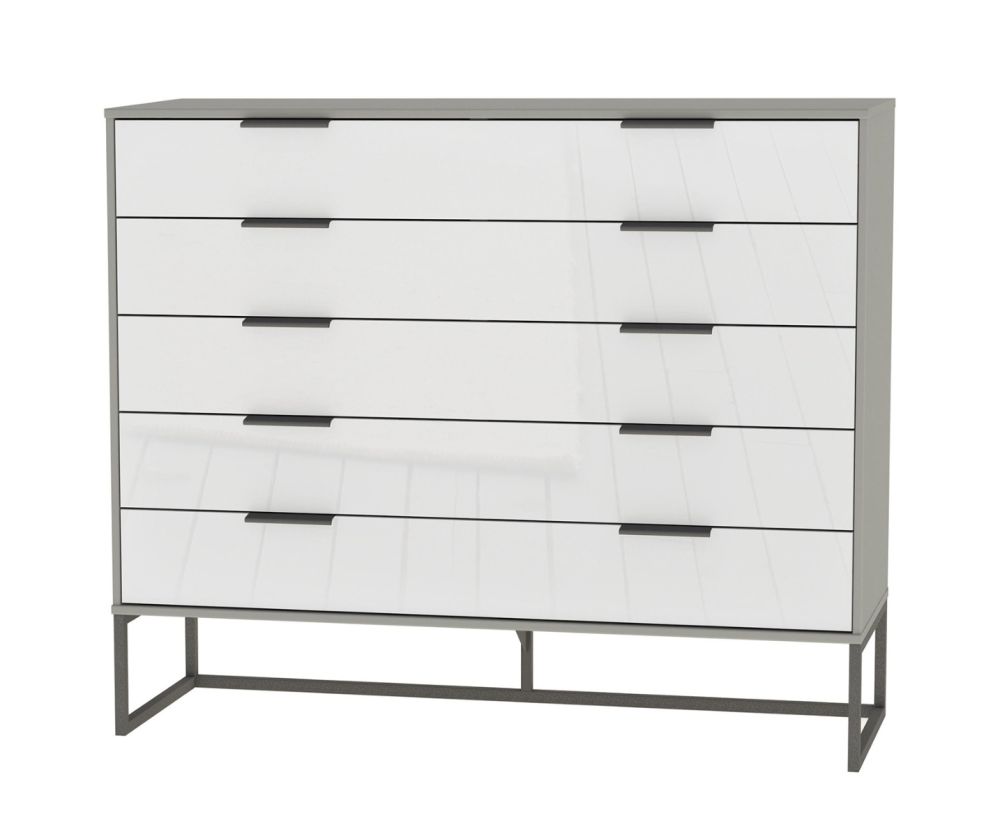 Wiemann Vip Monaco 4000 Glass White 5 Drawer Chest
