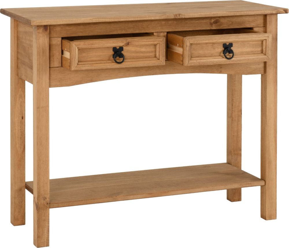Seconique Corona Pine Console Table with 2 Drawer