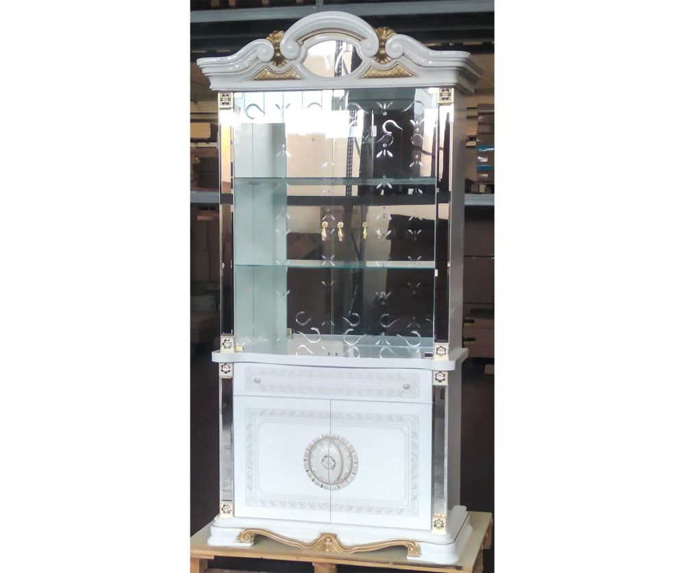 Ben Company Betty White and Gold Finish Italian 2 Door Display Cabinet