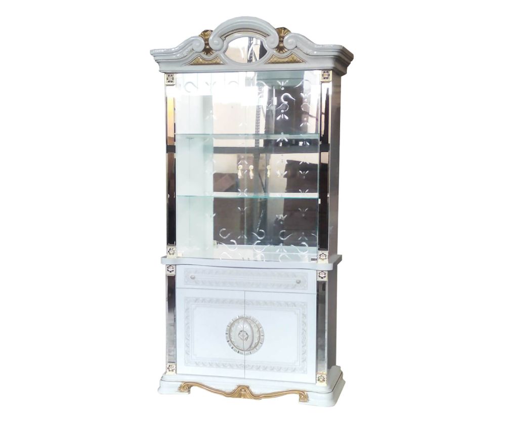 Ben Company Betty White and Gold Finish Italian 2 Door Display Cabinet