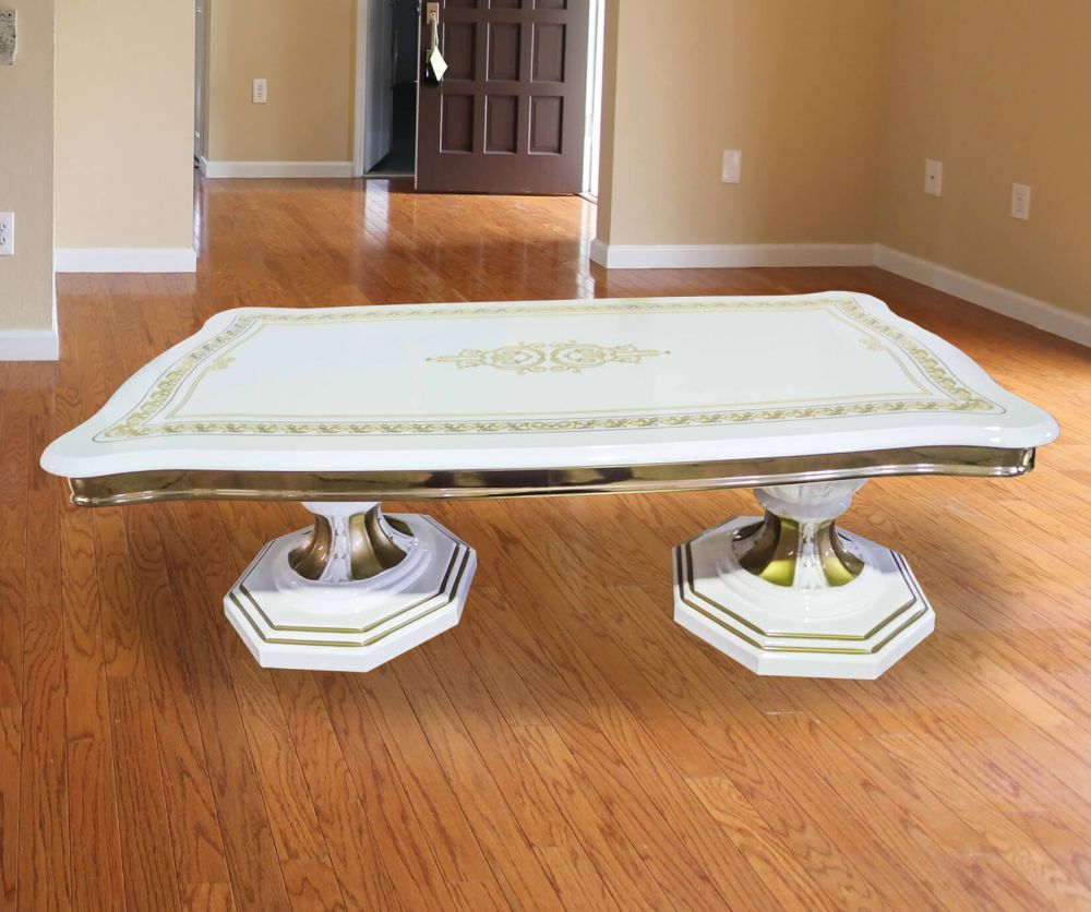Ben Company Betty White and Gold Finish Italian Coffee Table