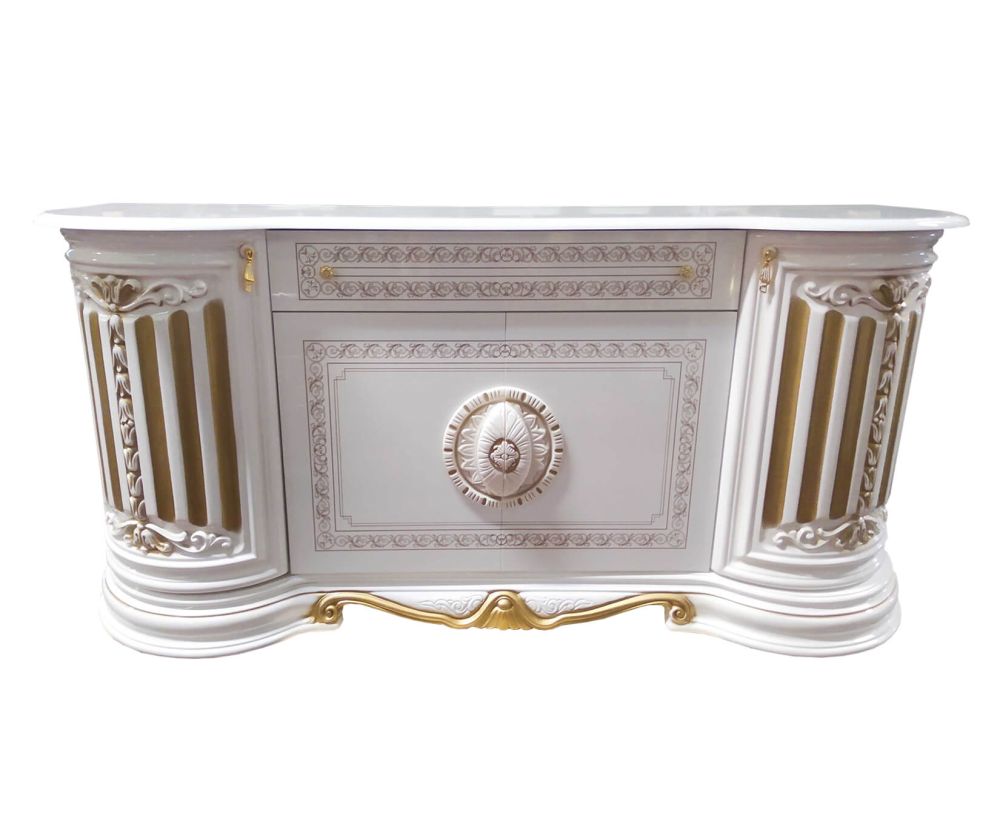 Ben Company Betty White and Gold Finish Italian 4 Door Buffet