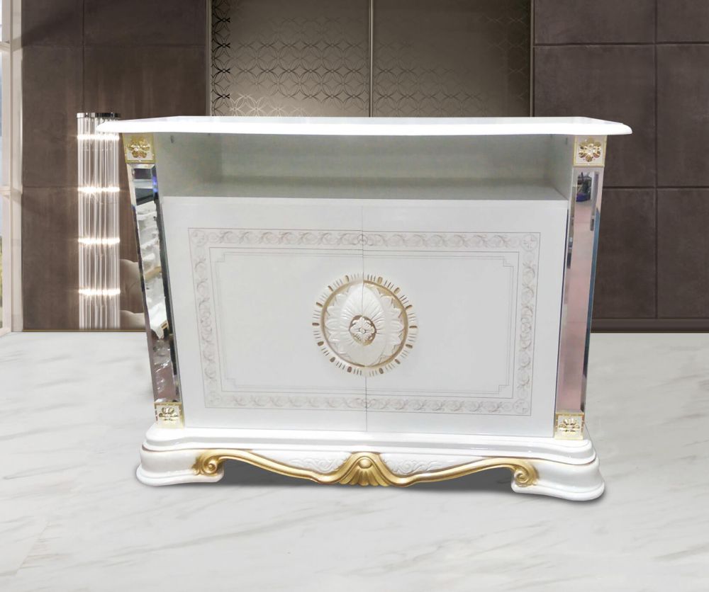 Ben Company Betty White and Gold Finish Italian TV Cabinet