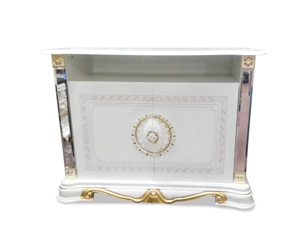 Ben Company Betty White and Gold Finish Italian TV Cabinet