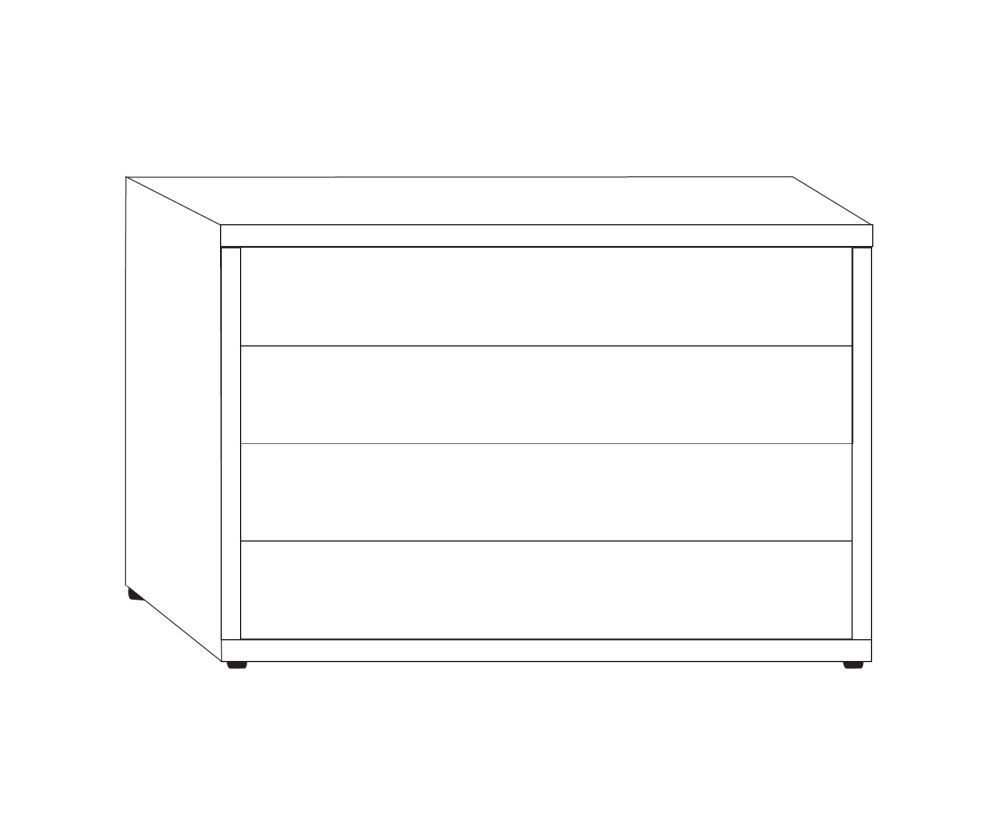Wiemann Brussels 4 Drawer Chest with Black Sliding Feet - H 70cm