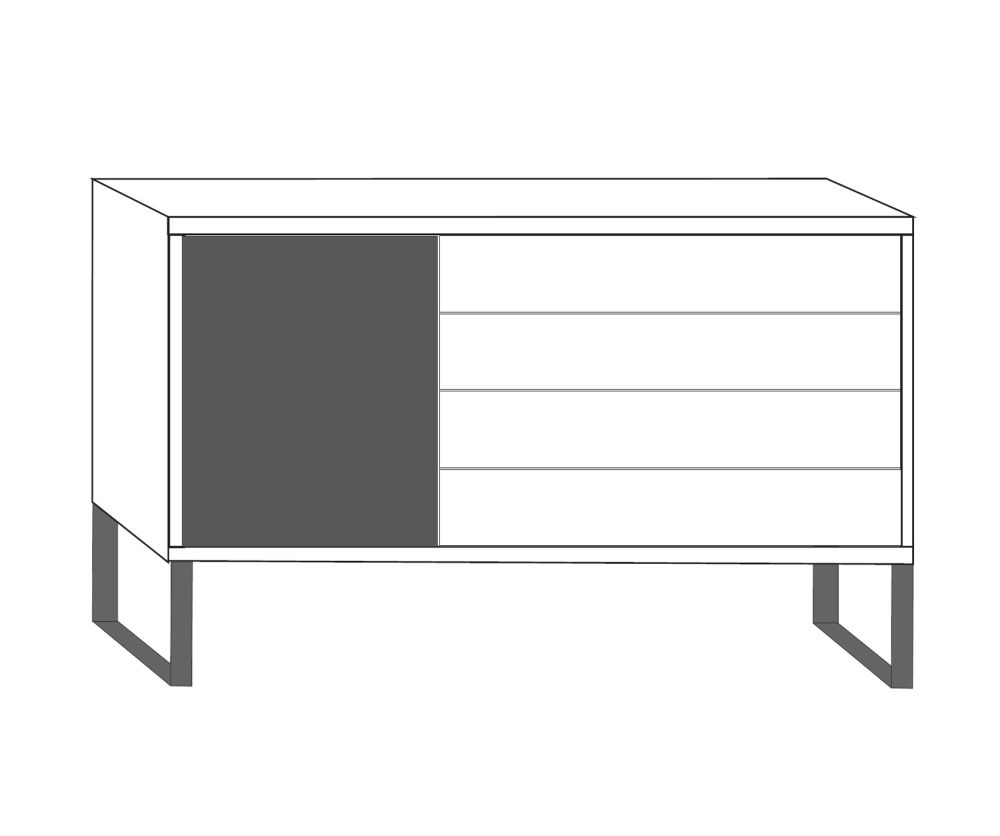 Wiemann Brussels 1 Door 4 Drawer Combination Dresser with Highlight Color Drawers - H 89cm