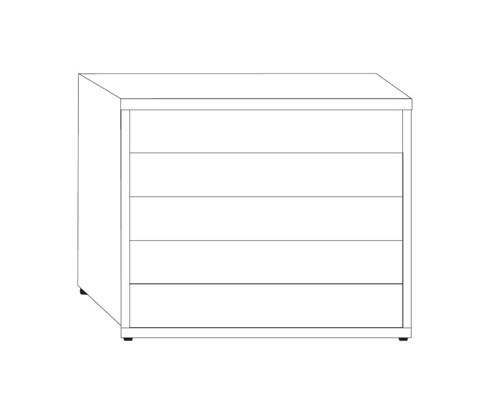 Wiemann Brussels 5 Drawer Chest with Black Sliding Feet - H 86cm