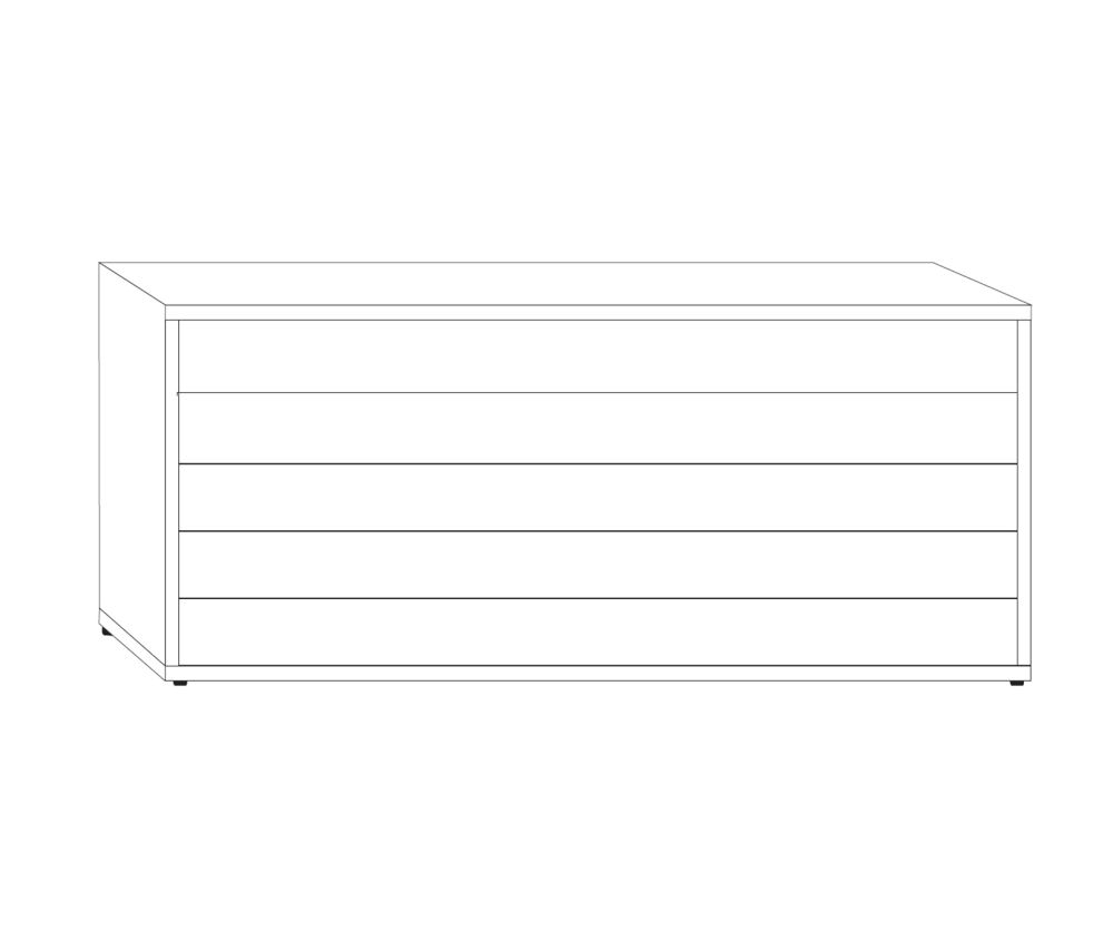 Wiemann Brussels 5 Drawer Chest with Black Sliding Feet - W 141cm