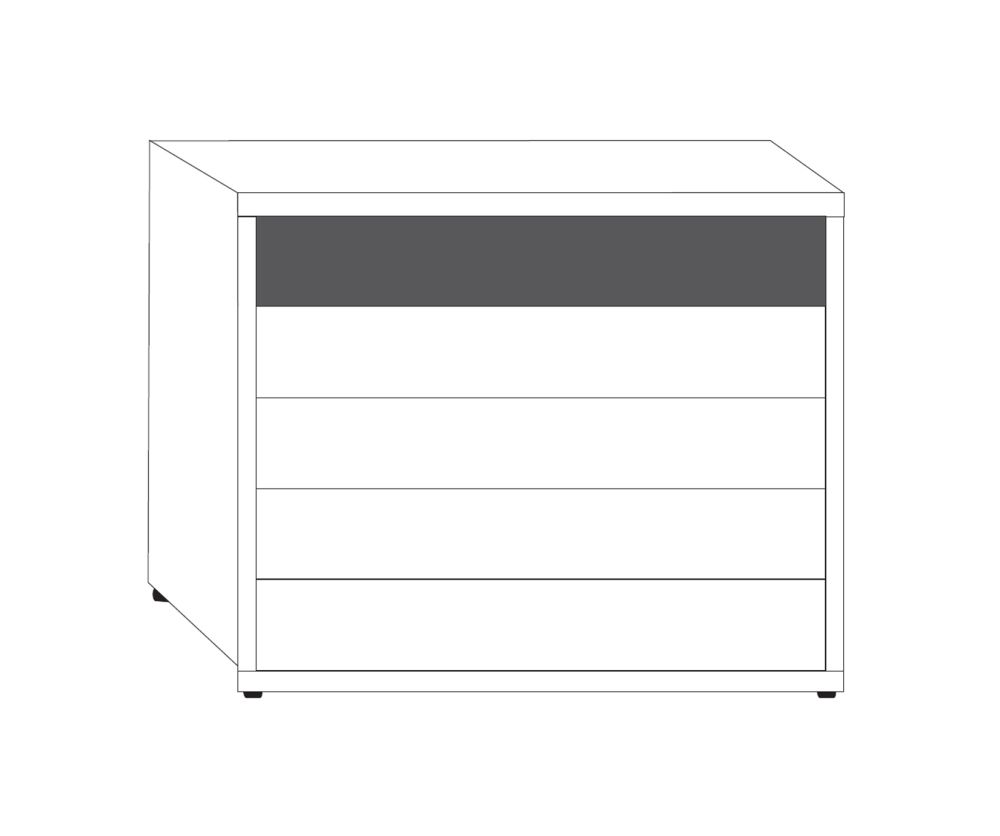 Wiemann Brussels 5 Drawer Chest with Highlight Color Top Drawer and Black Sliding Feet - W 60cm
