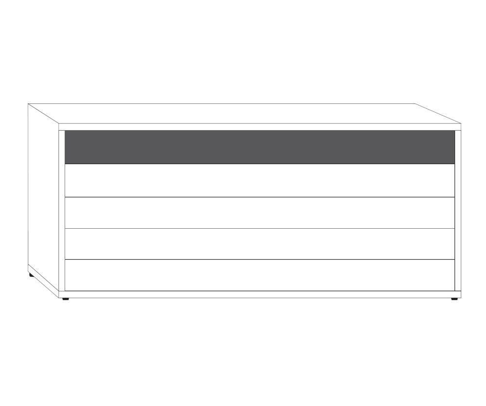 Wiemann Brussels 5 Drawer Chest with Highlight Color Top Drawer and Black Sliding Feet - W 80cm