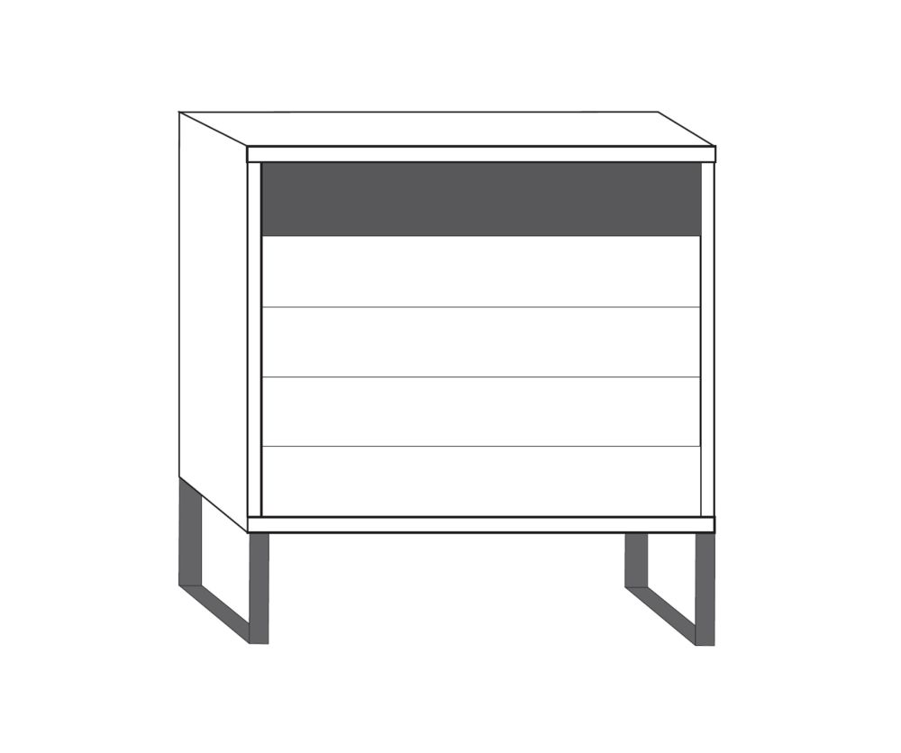Wiemann Brussels 5 Drawer Chest with Highlight Color Top Drawer and Metal Angled Feet - W 60cm
