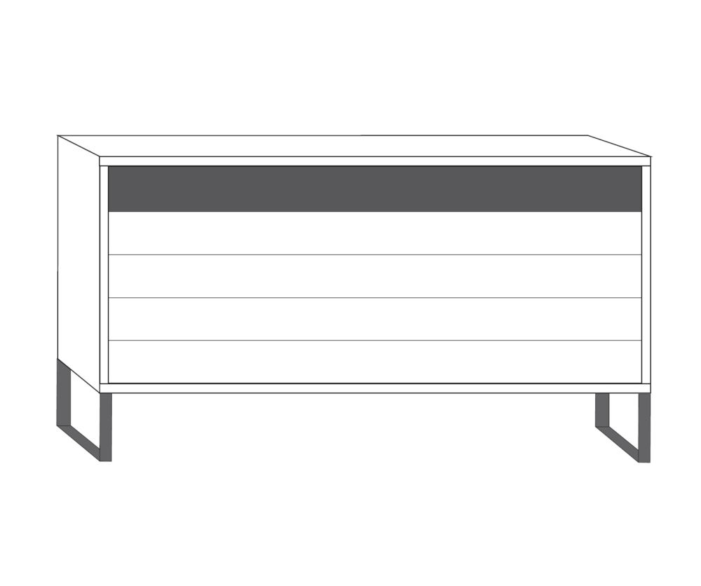 Wiemann Brussels 5 Drawer Chest with Highlight Color Top Drawer and Metal Angled Feet - W 80cm