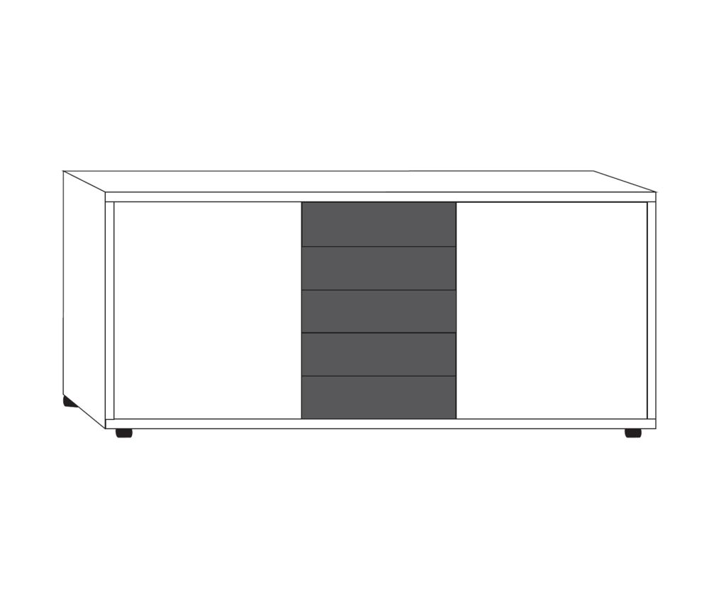 Wiemann Brussels 2 Door 5 Drawer Combination Dresser with Highlight Color Drawers - H 86cm