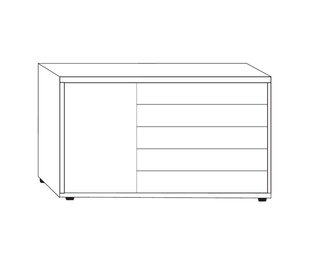 Wiemann Brussels 1 Door 5 Drawer Combination Dresser - H 86cm