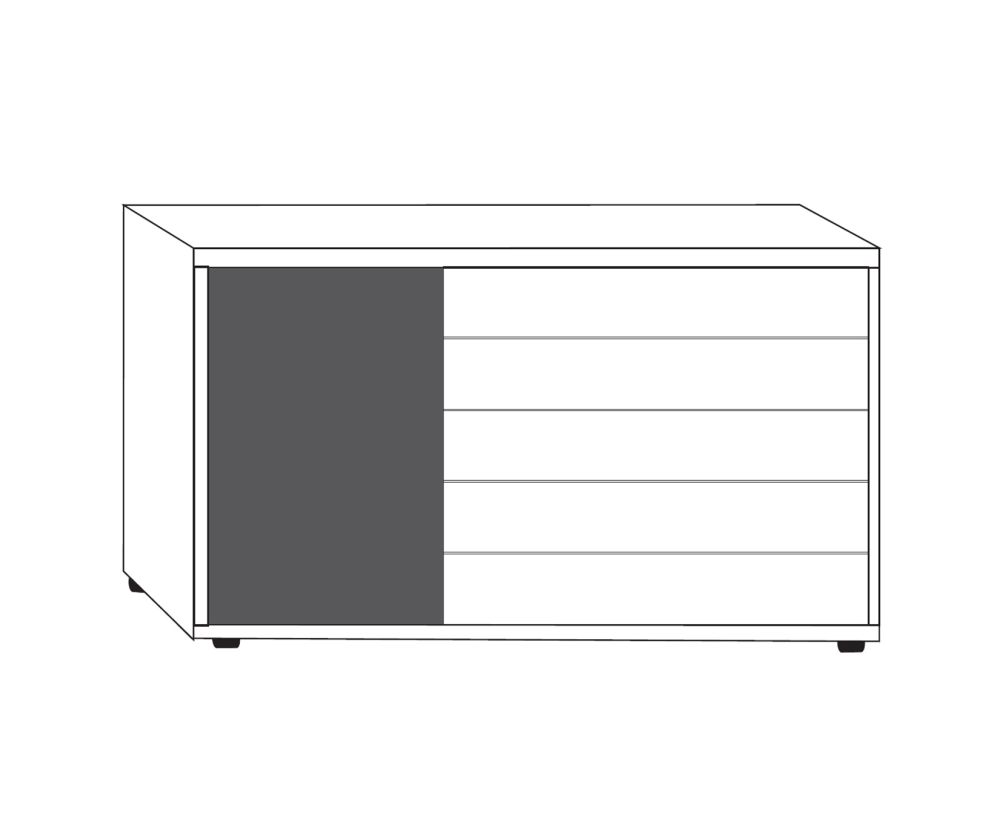 Wiemann Brussels 1 Door 5 Drawer Combination Dresser with Highlight Color Drawers - H 86cm