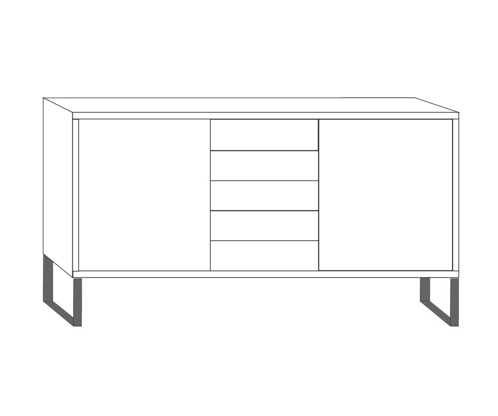 Wiemann Brussels 2 Door 5 Drawer Combination Dresser - H 105cm