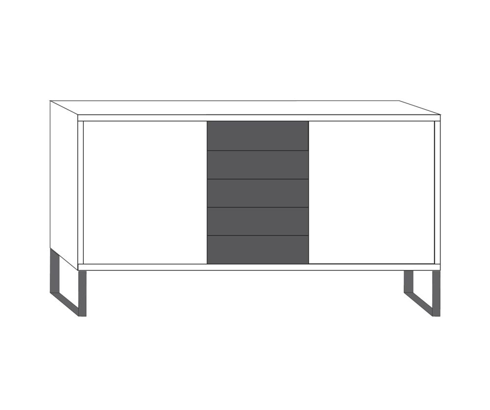 Wiemann Brussels 2 Door 5 Drawer Combination Dresser with Highlight Color Drawers - H 105cm