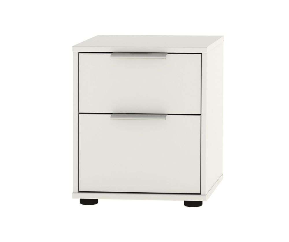 Wiemann Vip Monaco 4000 Glass White 2 Drawer Bedside Cabinet