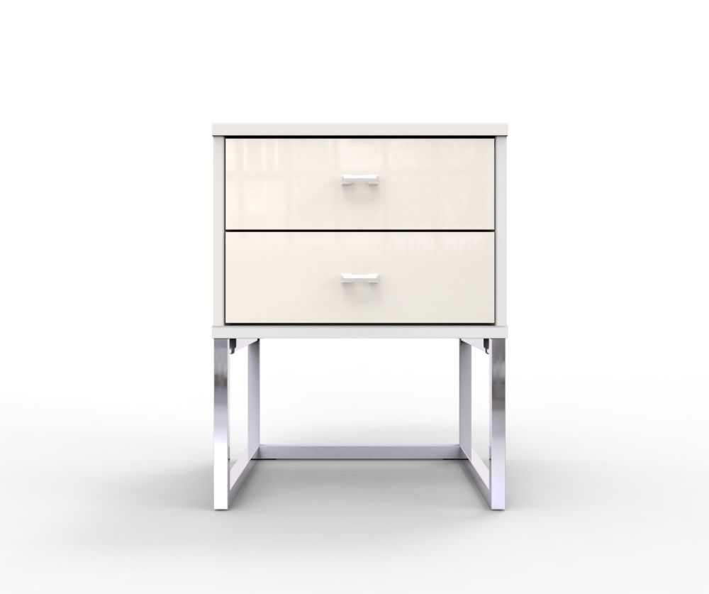 Wiemann Vip Vigo Glass Champagne 2 Drawer Bedside Cabinet