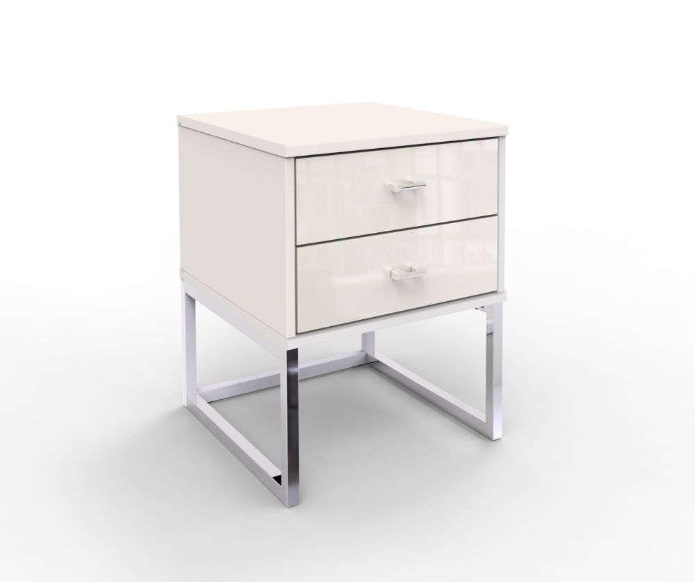 Wiemann Vip Vigo Glass Champagne 2 Drawer Bedside Cabinet
