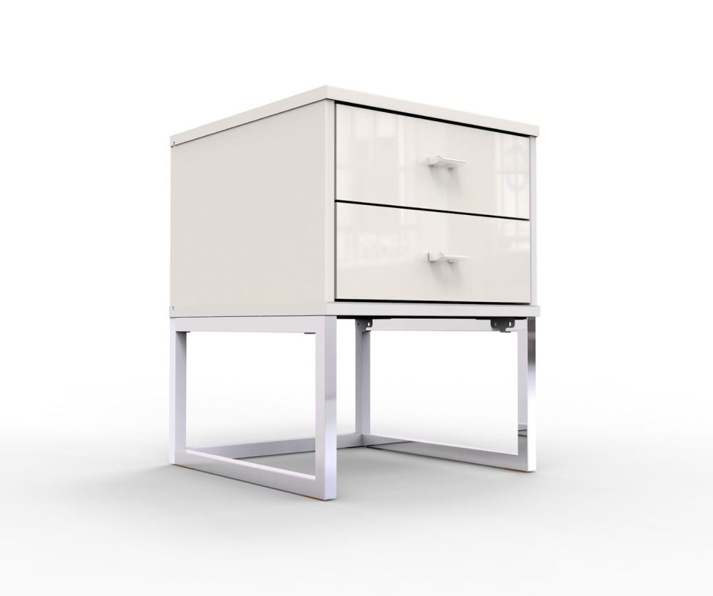 Wiemann Vip Vigo Glass Champagne 2 Drawer Bedside Cabinet