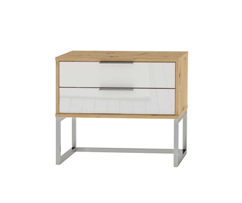 Wiemann Vip Monaco 4000 Glass Champagne 2 Drawer Bedside Cabinet – W60cm