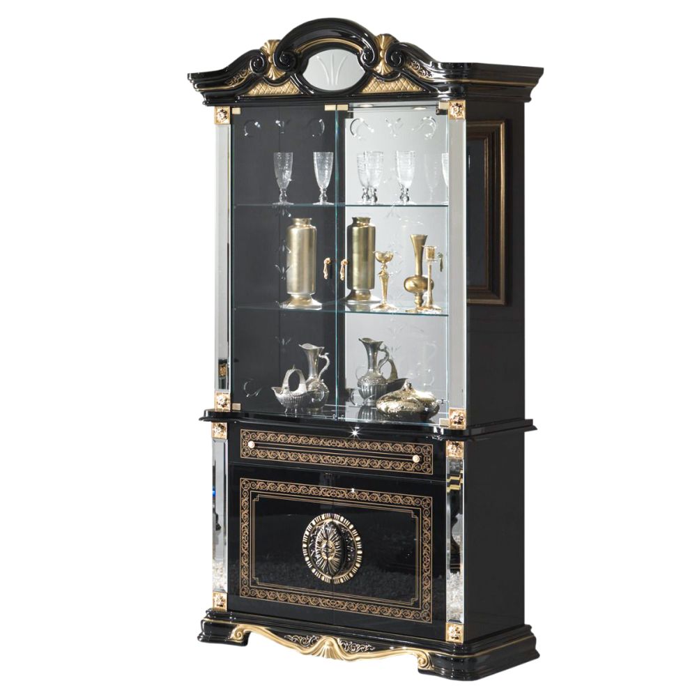 Ben Company Betty Black and Gold Finish Italian 2 Door Vitrine