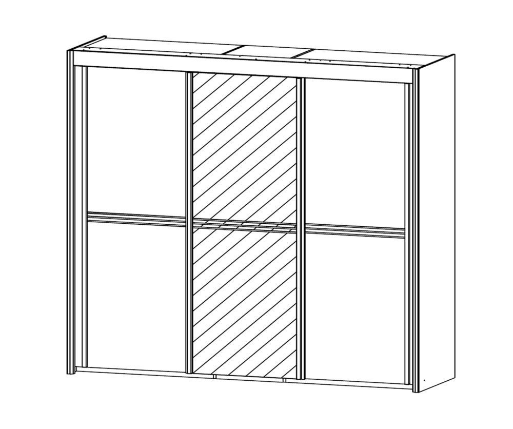 Rauch Ravello 3 Door 1 Mirror Sliding Wardrobe in Silk Grey - W 225cm H 235cm