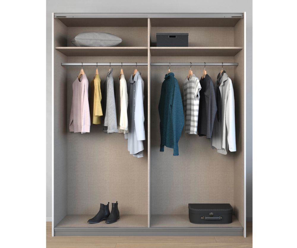 Rauch Zenaya Silk Grey and White High Gloss Front 2 Sliding Door Wardrobe (W137cm)