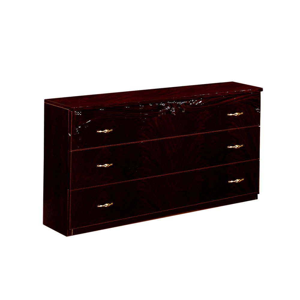 Ben Company Giada Mahogany Finish Italian Bedroom Set with 4 Door Wardrobe