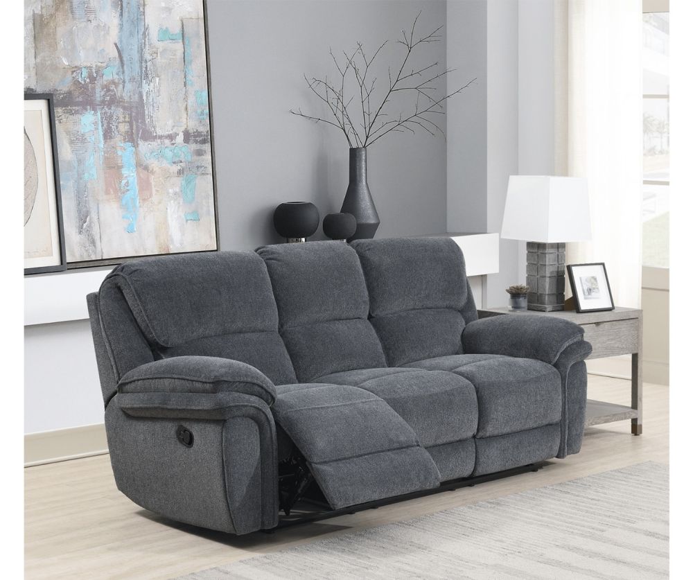 Sasha Dark Grey Recliner 3 Seater Sofa