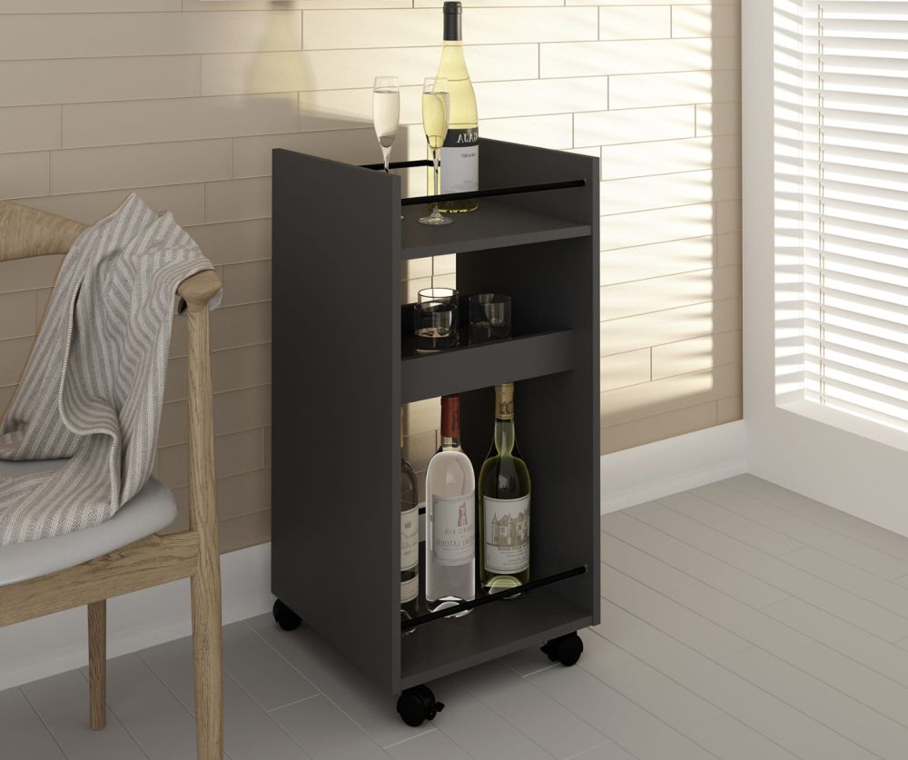 Seconique Furniture Naples Grey Serving Cart and Side Table (W40cm)