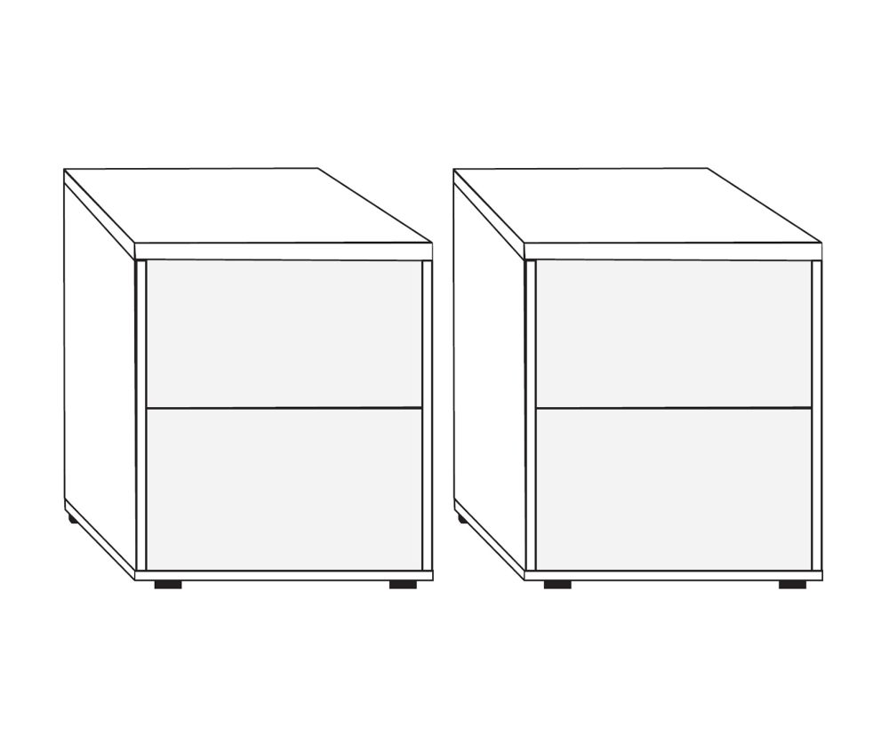 Wiemann Kansas 2 Drawer Bedside Cabinet with Havana Glass Drawer - W 40cm